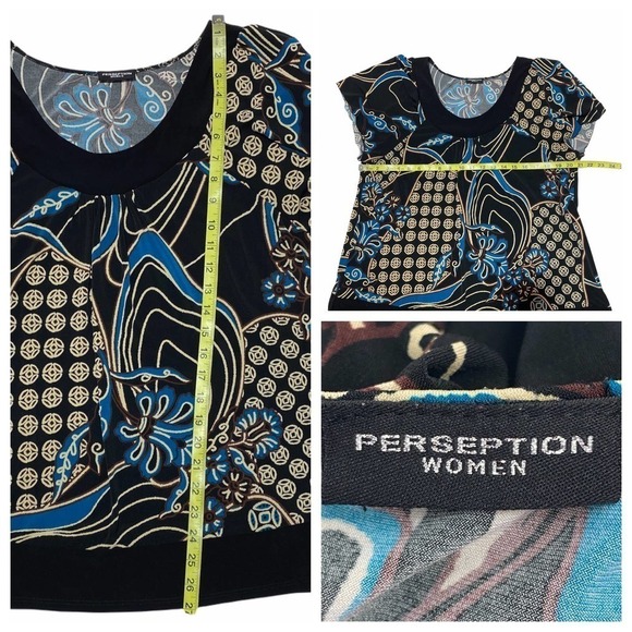 PERSEPTION Women Short Sleeve Abstract Blouse - Picture 10 of 10